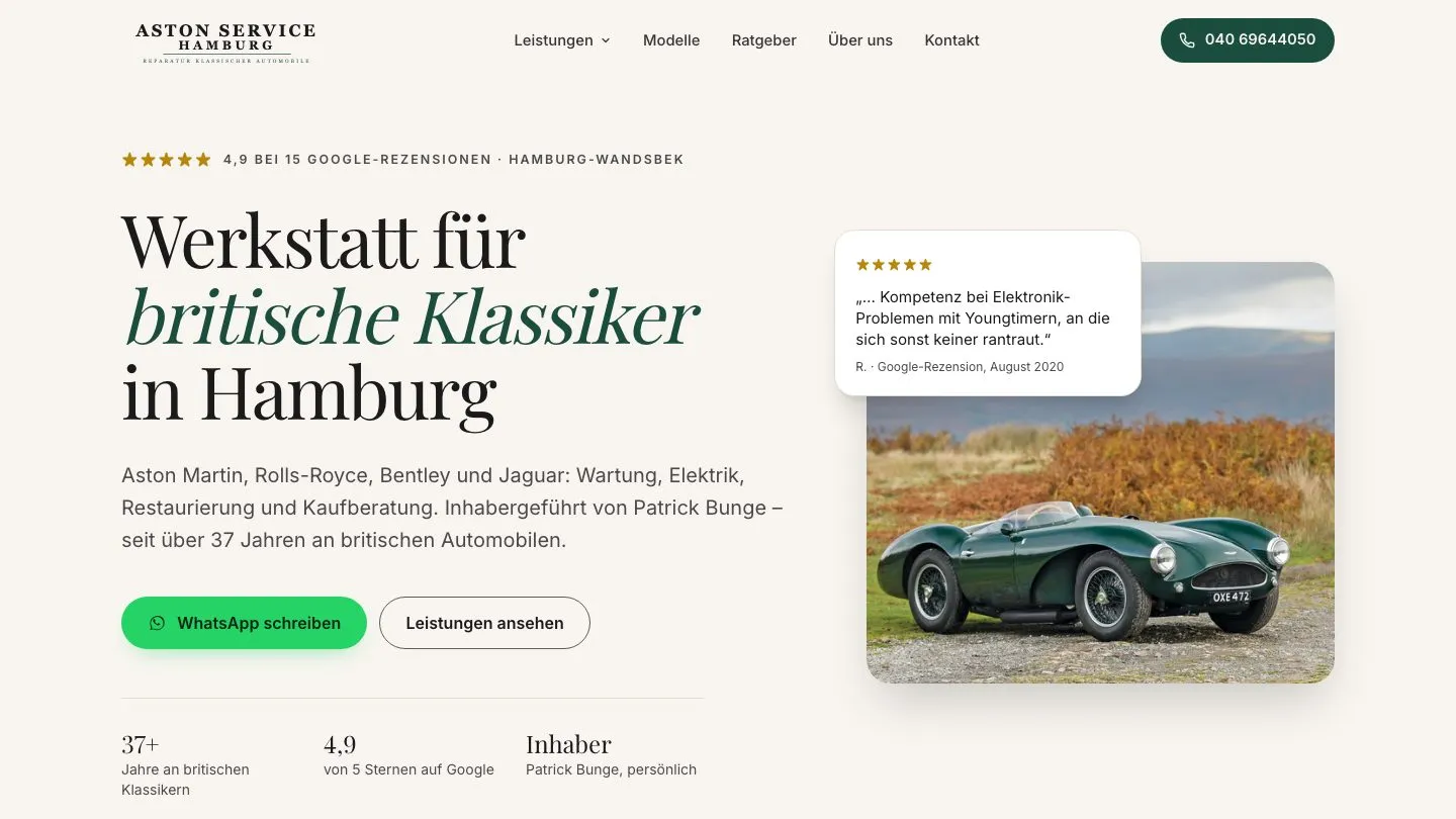 Startseite von astonservicehamburg.de