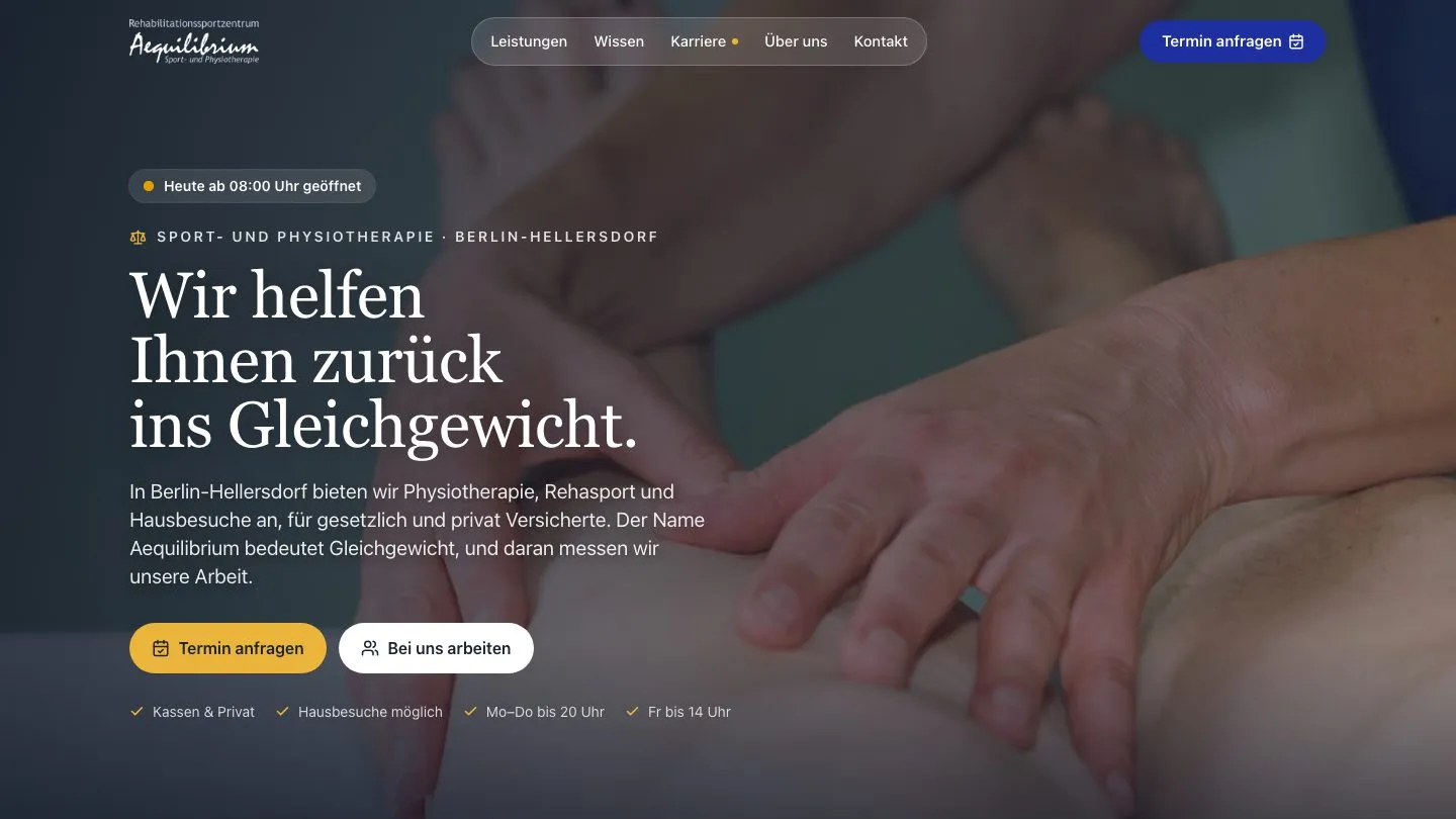 Startseite von physiotherapie-aequilibrium.de